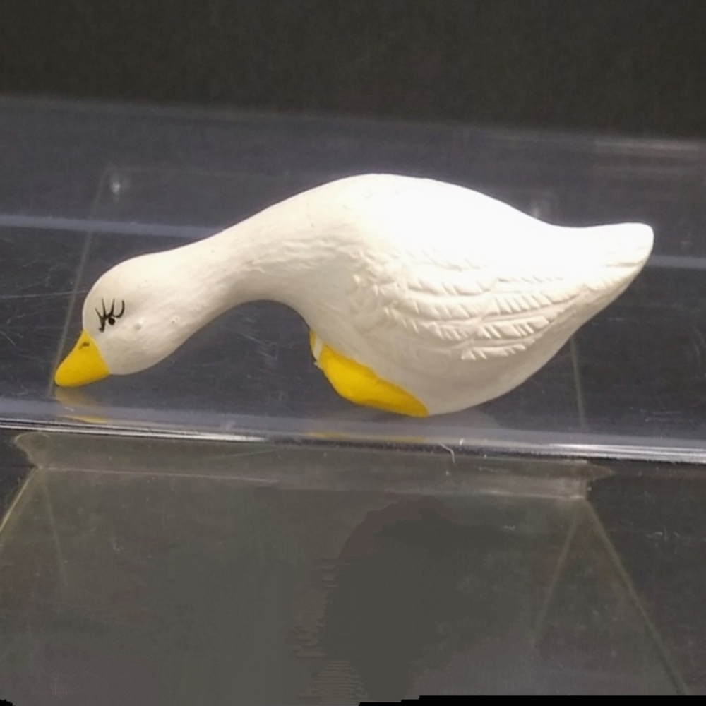 Vtg 80-90s Small White Resin Stretched Neck Duck Farm Animal Replace Toy Figure